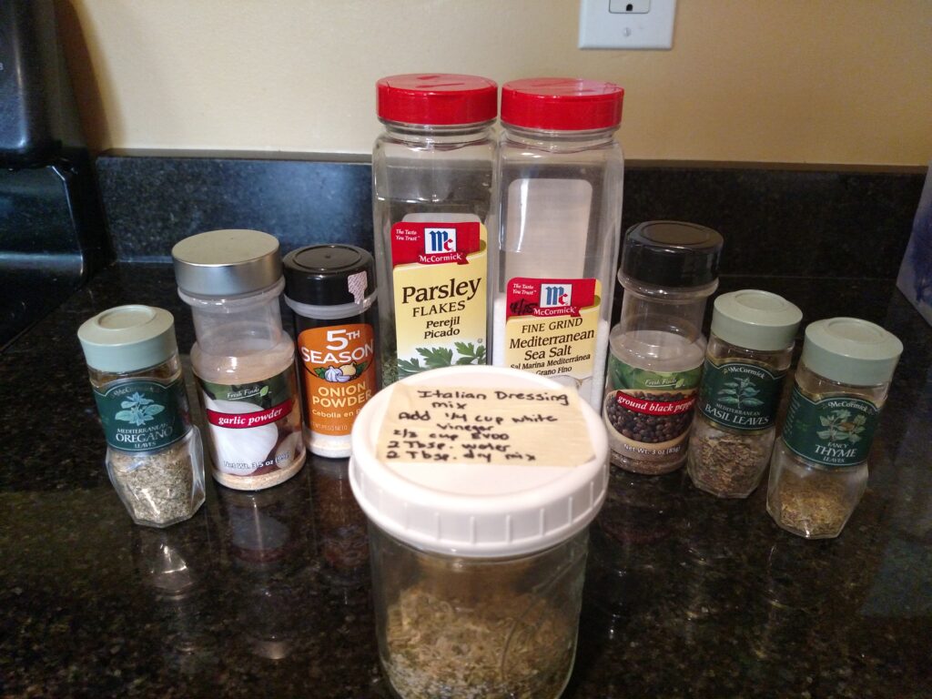 ingredients for homemade Italian dressing mix