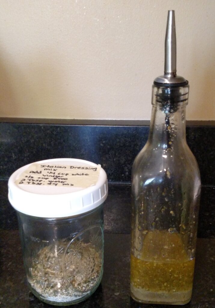 Homemade Italian dressing mix with both the dry and in a bottle all made as the dressing