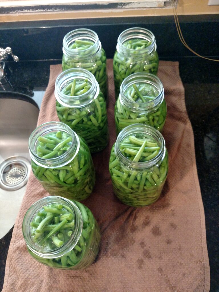 boiling water added to quart jars