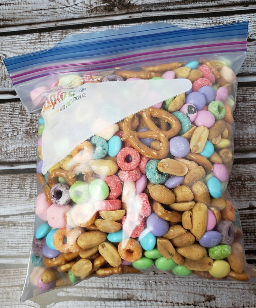 Easter Bunny Trail Mix in ziplock bag