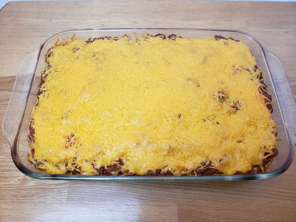 Easy Taco Casserole in casserole dish