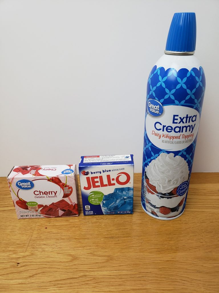 ingredients for Patriotic Deviled Jell-O Eggs