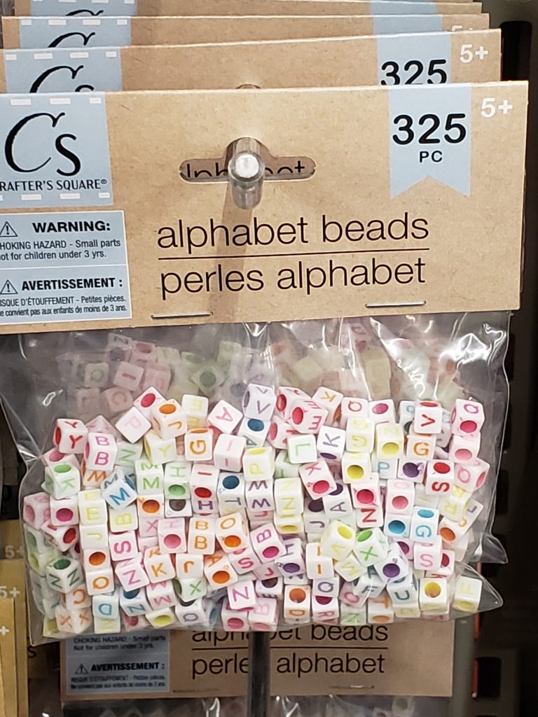 alphabet beads at Dollar Tree