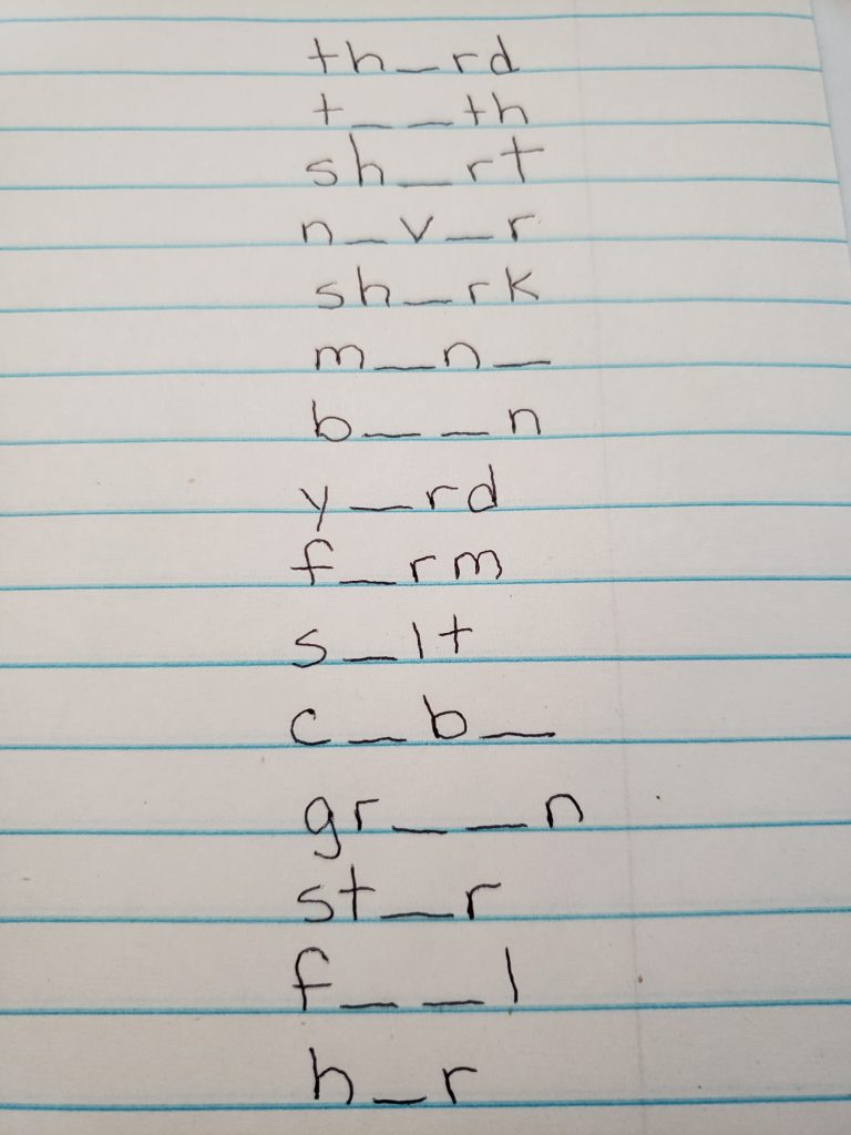 spelling words written without their vowels