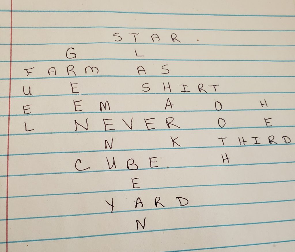 spelling words written in a crossword puzzle