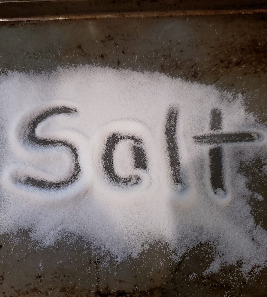 the word salt written in salt