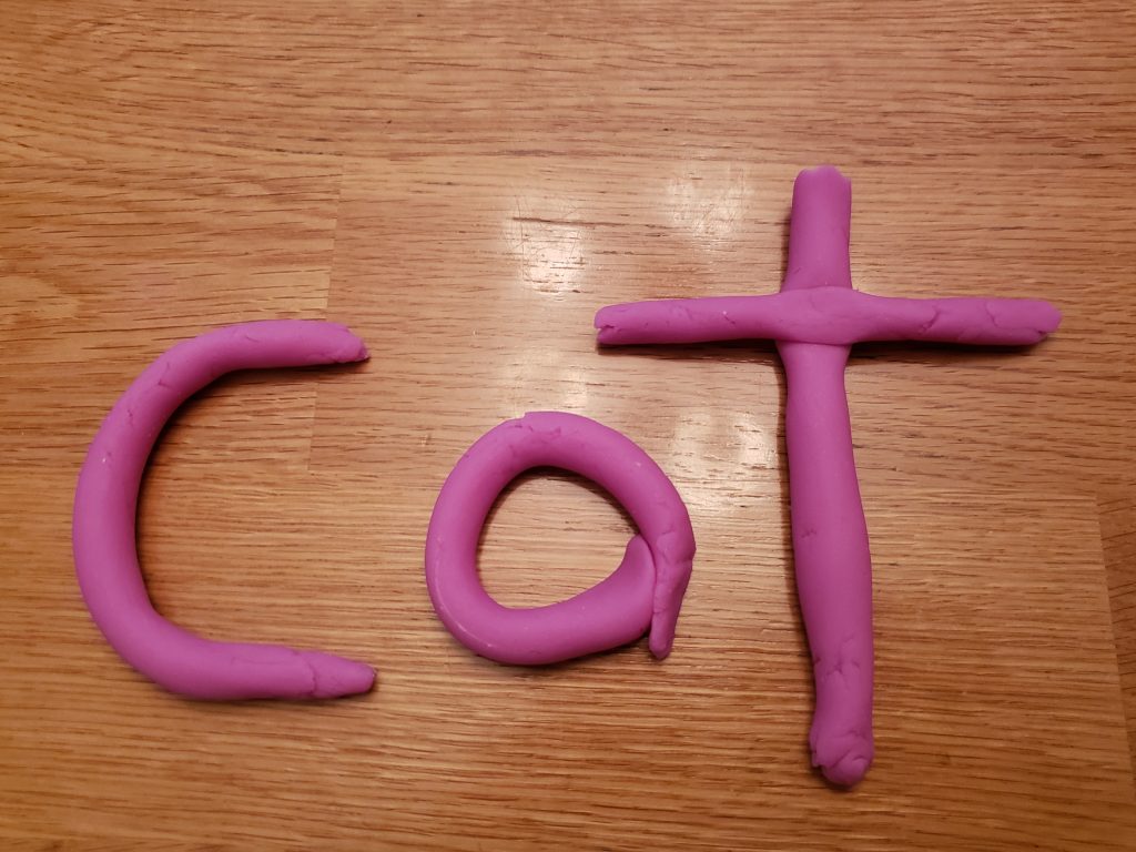 play dough spelling cat