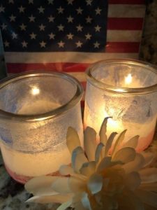 Image for July 4th tealight holder craft with old yogurt glasses