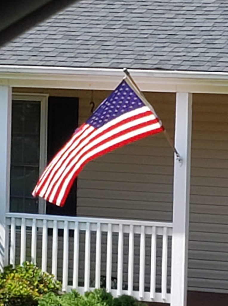 US flag on front porch