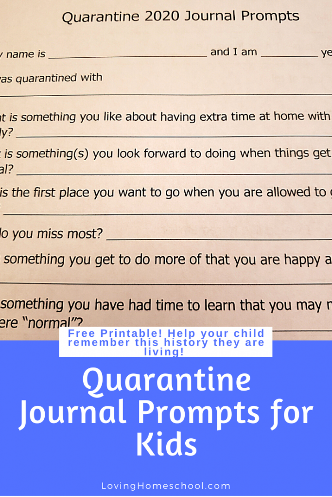 Quarantine Journal Prompts for Kids