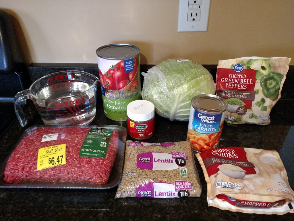 Ingredients for Beefy Lentil Soup