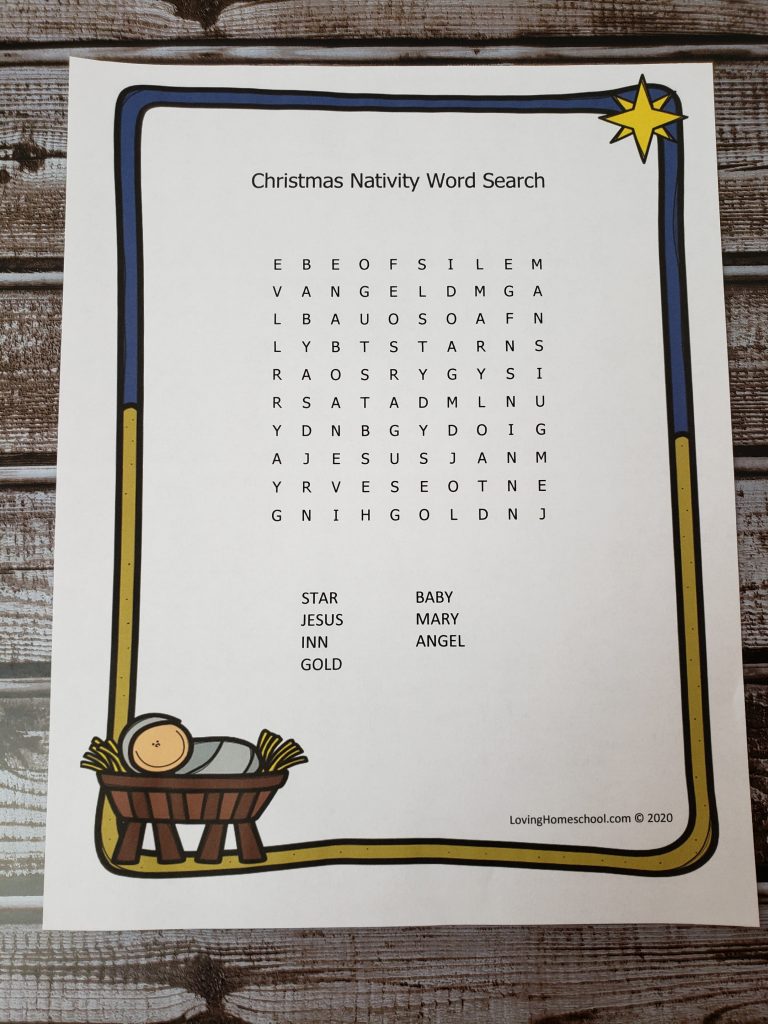 Christmas Nativity Word Search for younger kids