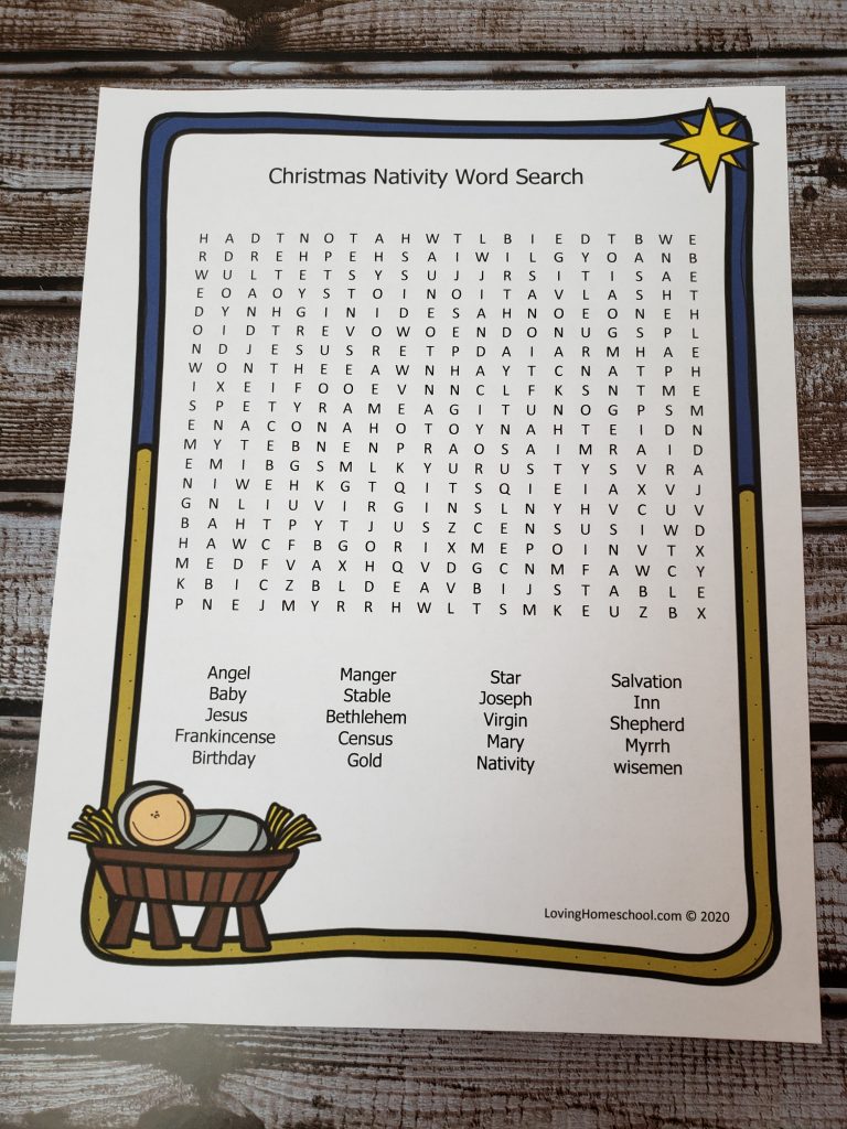 Christmas Nativity Word Search for older kids