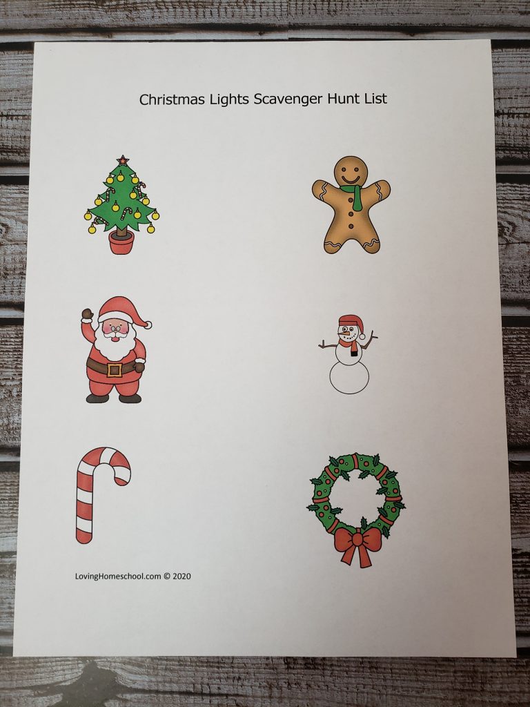 Christmas Lights Scavenger Hunt for younger kids