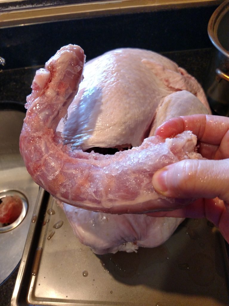 showing turkey neck out of turkey