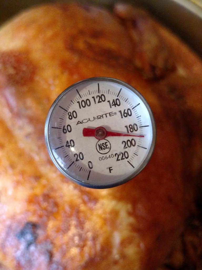 showing meat thermometer of 190 degrees