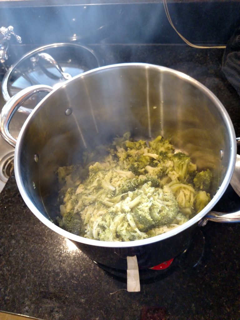 cooked broccoli in pan