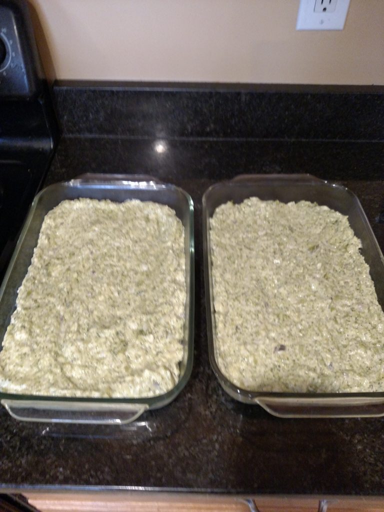 Broccoli Casserole in 2 pans