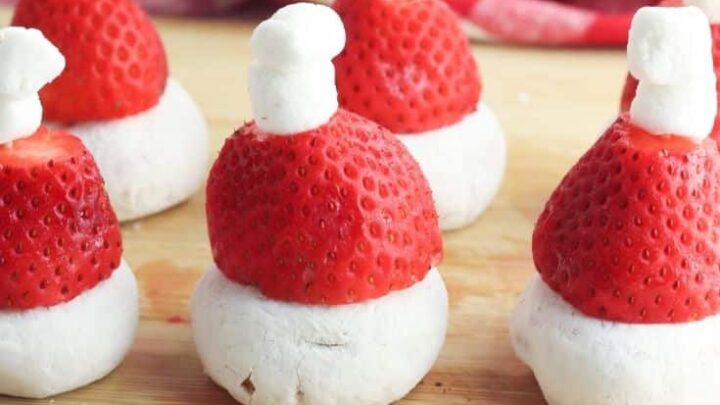 Image for 3 Ingredient Strawberry Santa Claus Hats (No Bake!)