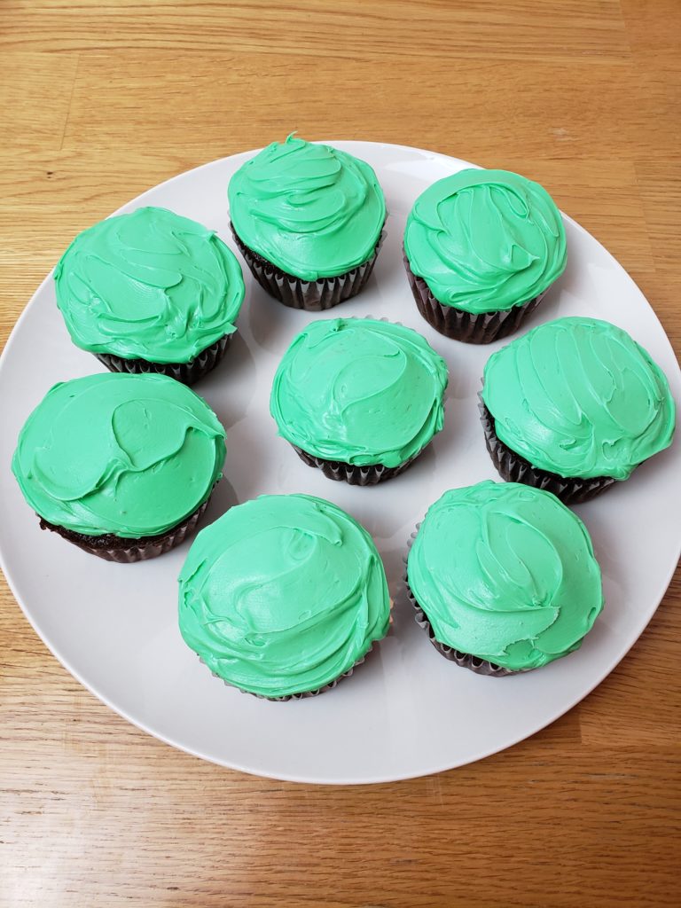 chocolate cupcake with green icing