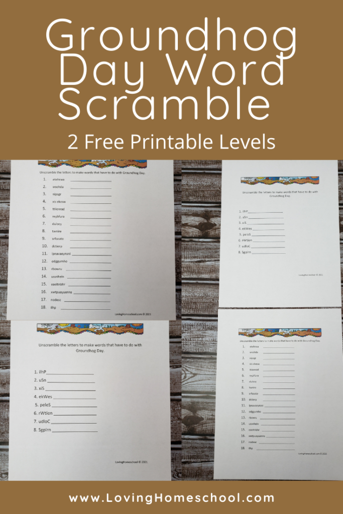Groundhog Day Word Scramble Pinterest pin