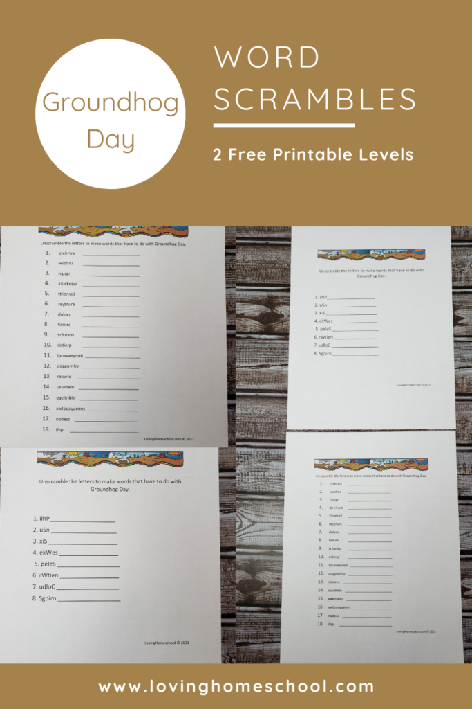 Groundhog Day Word Scramble Pinterest pin