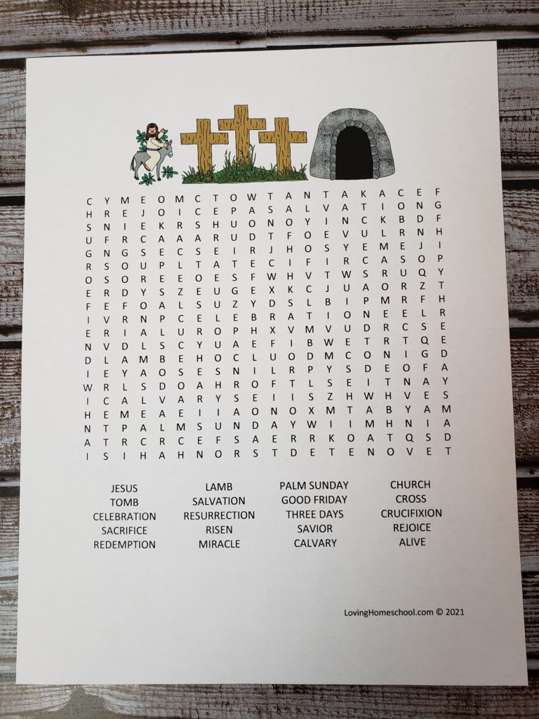 Christian Easter Word Search for older kids