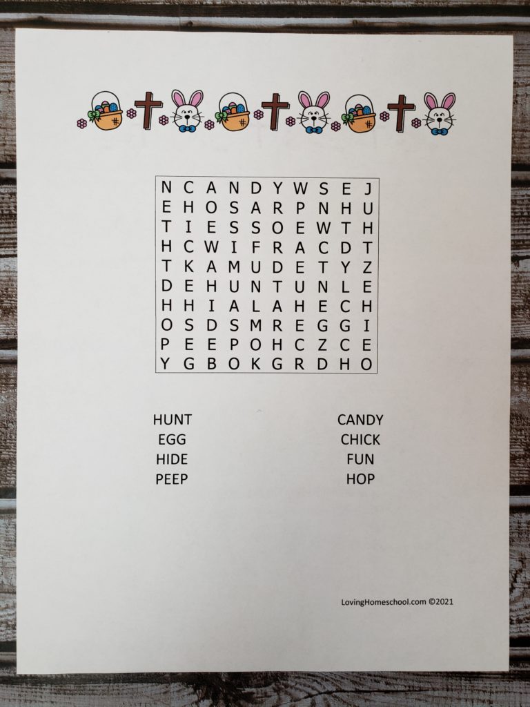 Easter Word Search for younger kids