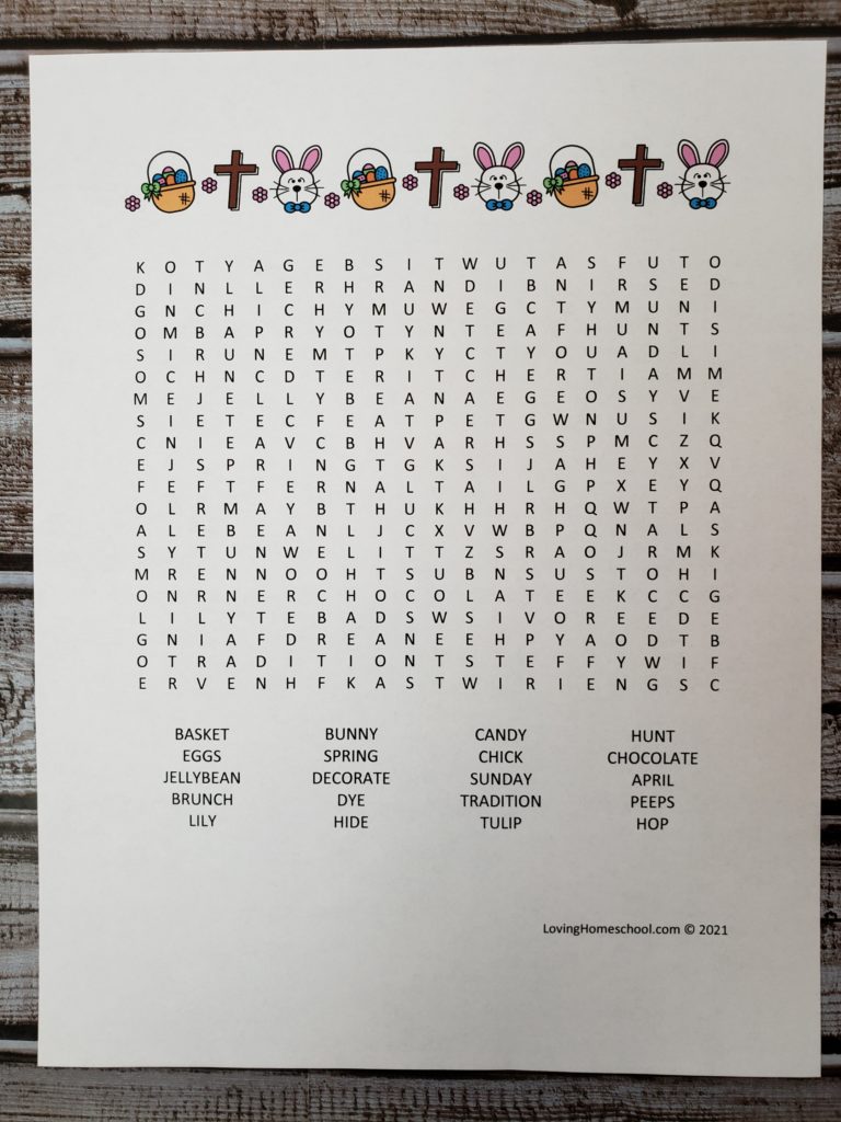 Easter Word Search for older kids