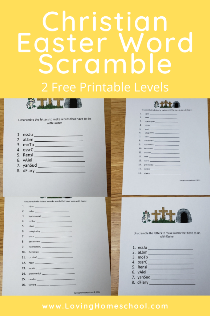 Christian Easter Word Scramble Pinterest Pin