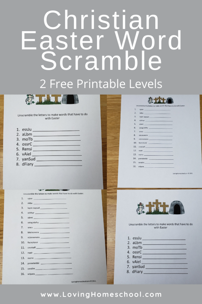 Christian Easter Word Scramble Pinterest Pin