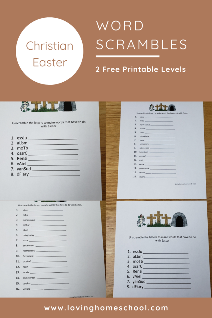 Christian Easter Word Scramble Pinterest Pin