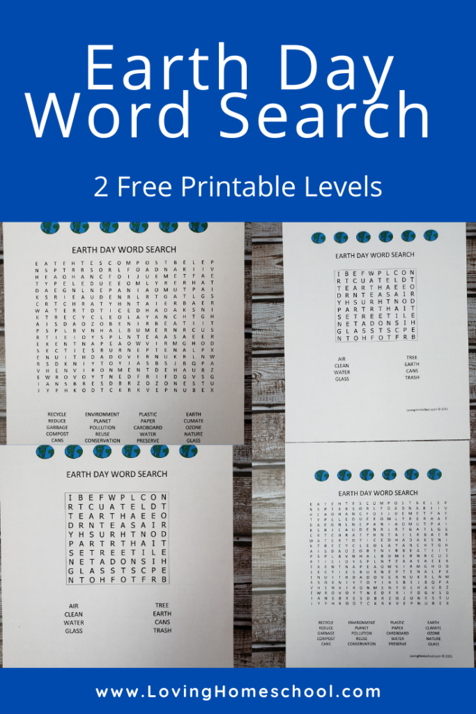 Earth Day Word Search Pinterest pin