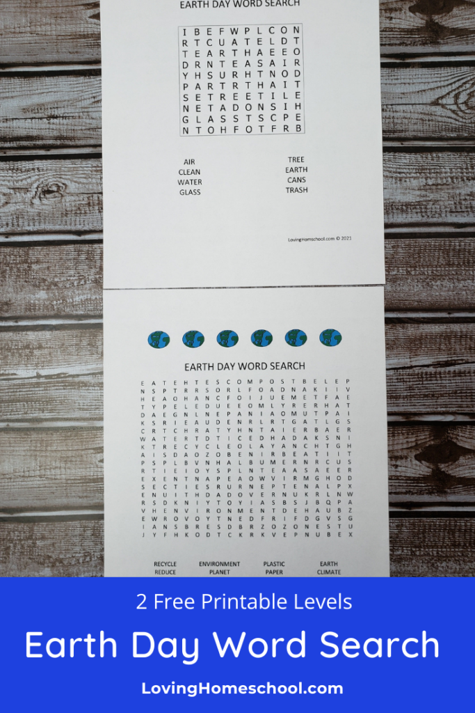 Earth Day Word Search Pinterest pin