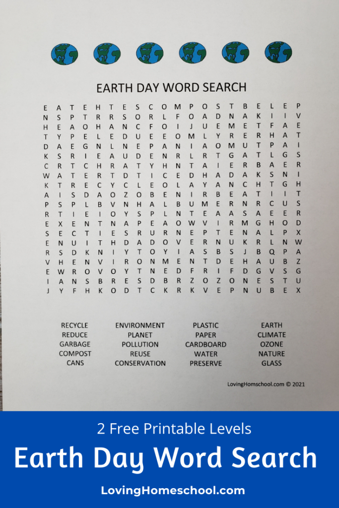 Earth Day Word Search Pinterest pin