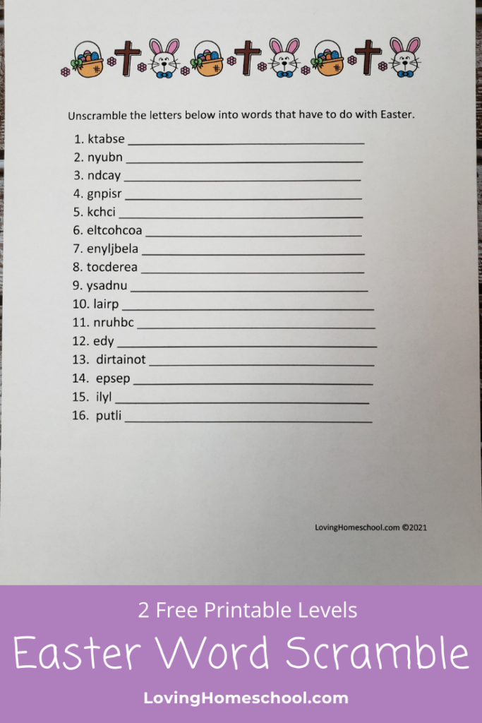 Easter Word Scramble Pinterest Pin