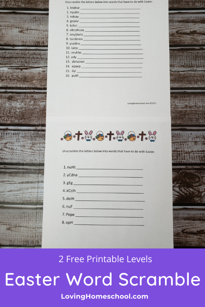 Easter Word Scramble Pinterest Pin