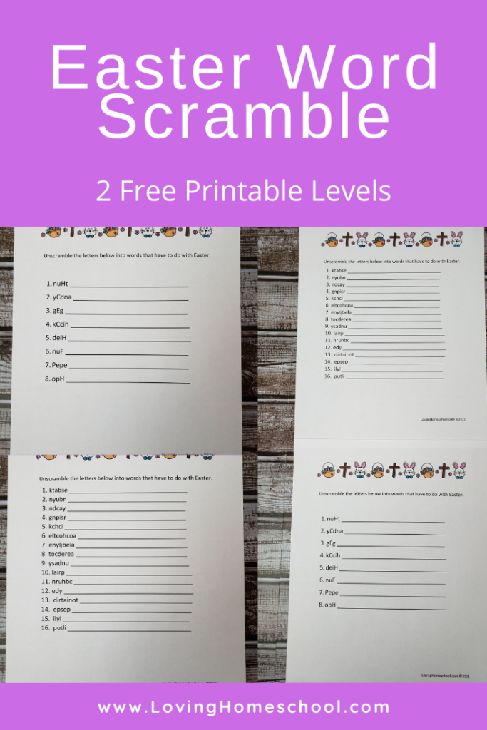 Easter Word Scramble Pinterest Pin