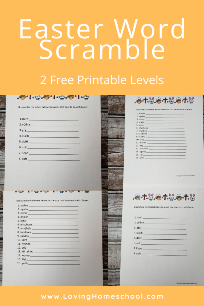 Easter Word Scramble Pinterest Pin