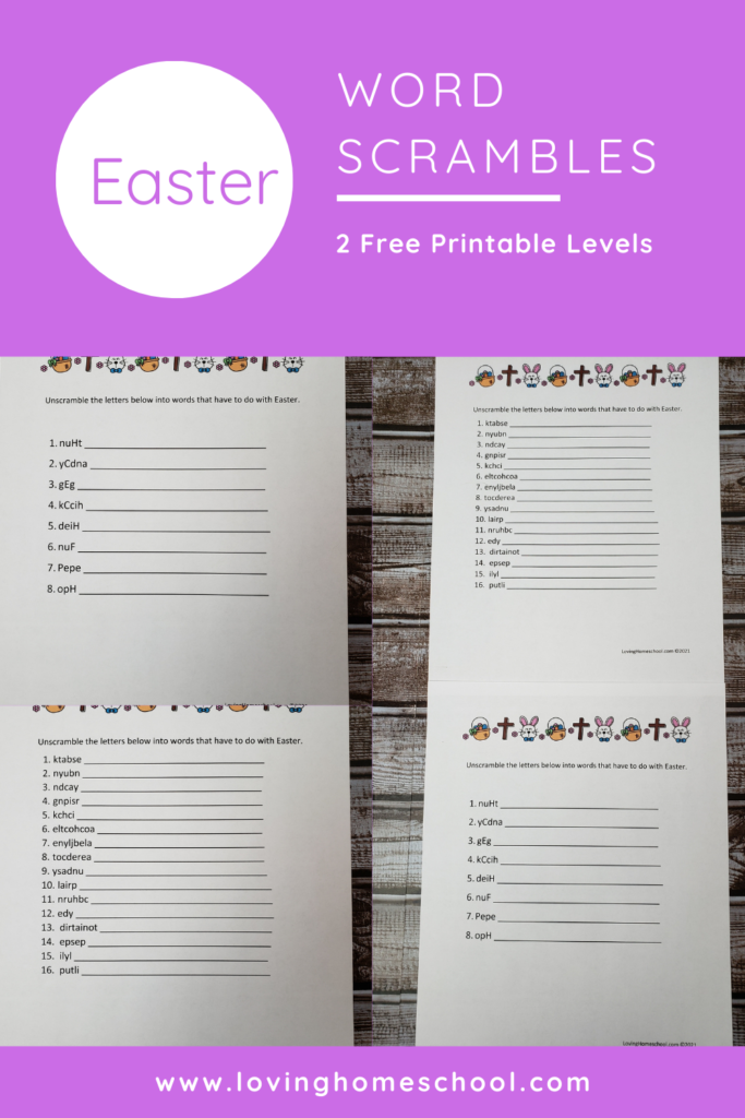 Easter Word Scramble Pinterest Pin