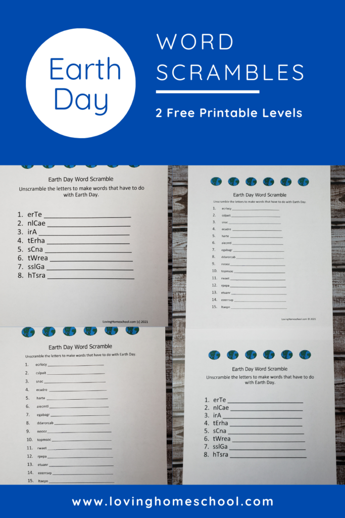 Earth Day Word Scramble Pinterest pin