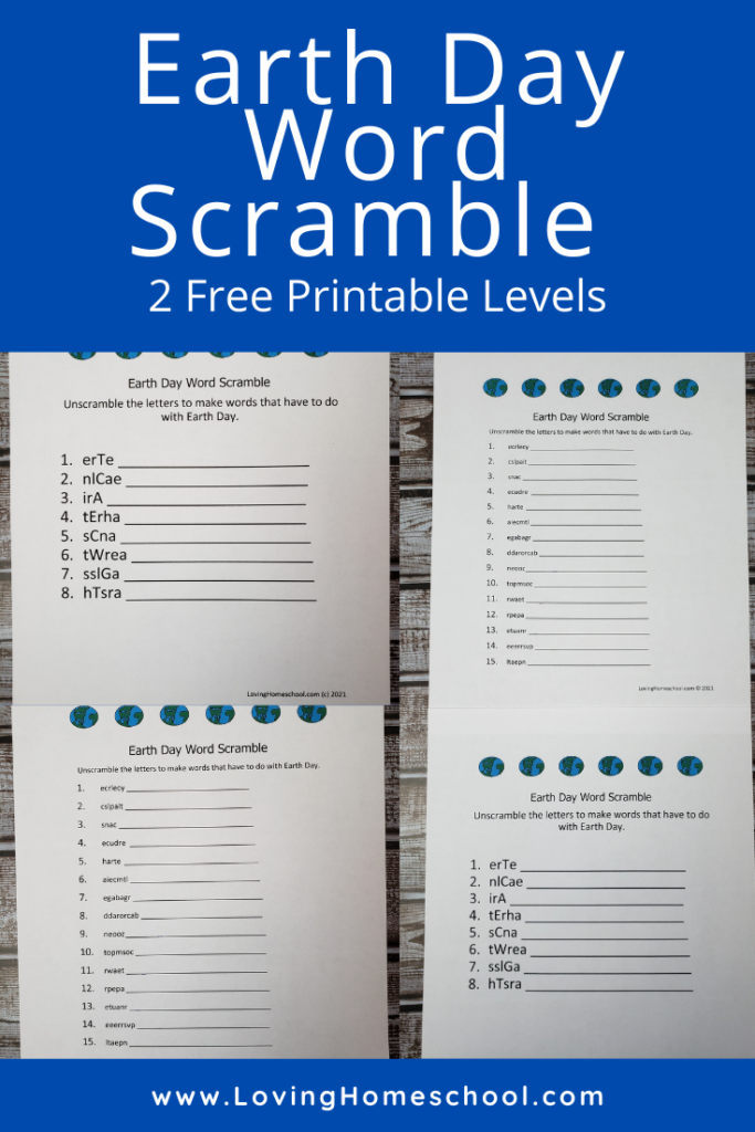 Earth Day Word Scramble Pinterest pin