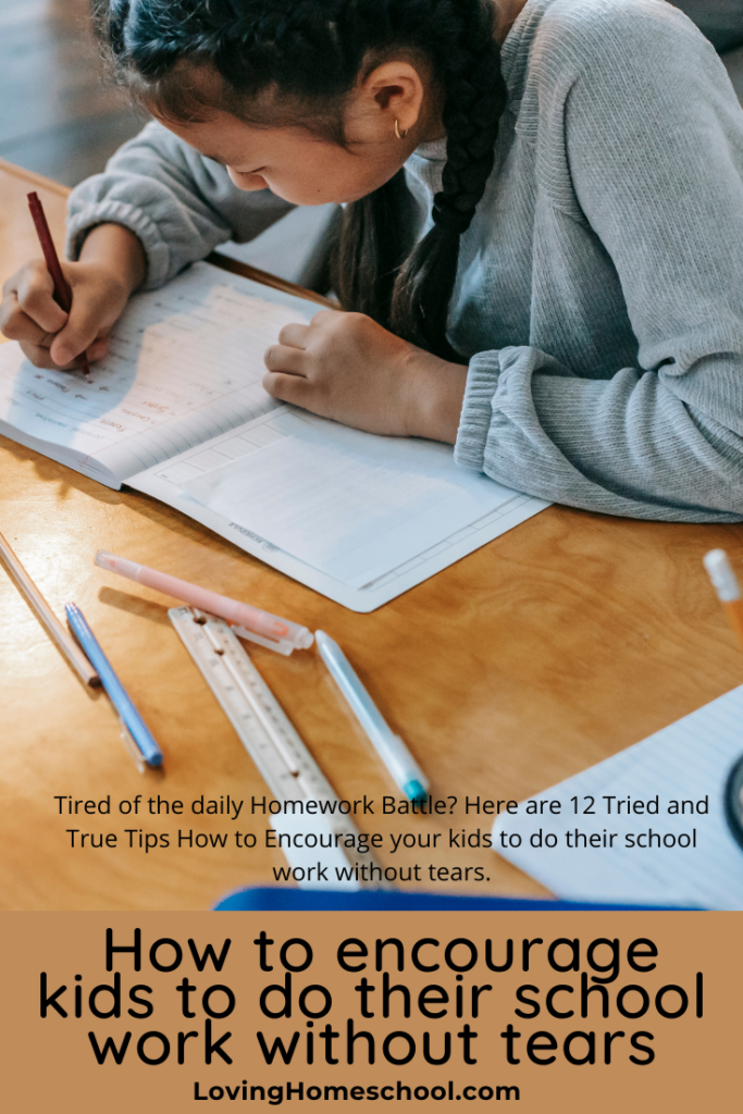 How to encourage kids to do their school work without tears Pinterest Pin