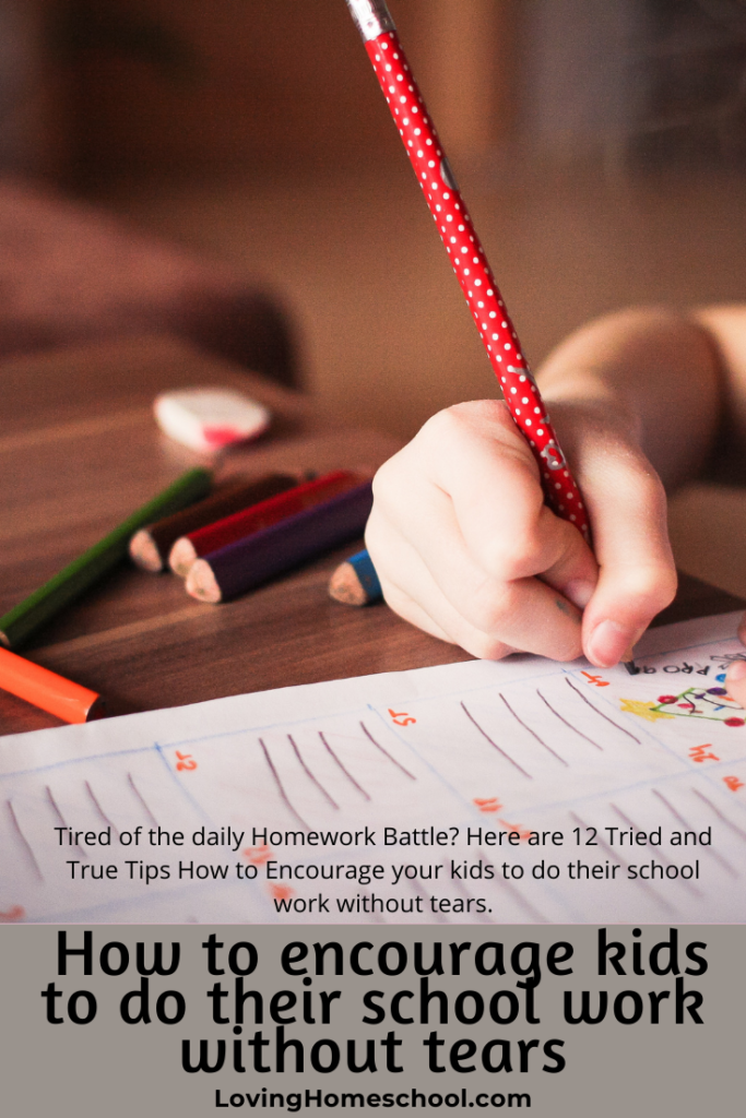 How to encourage kids to do their school work without tears Pinterest Pin