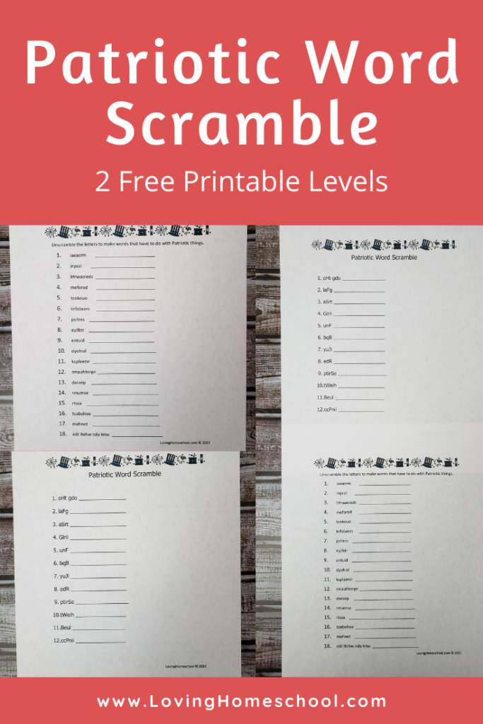 Patriotic Word Scramble Pinterest Pin