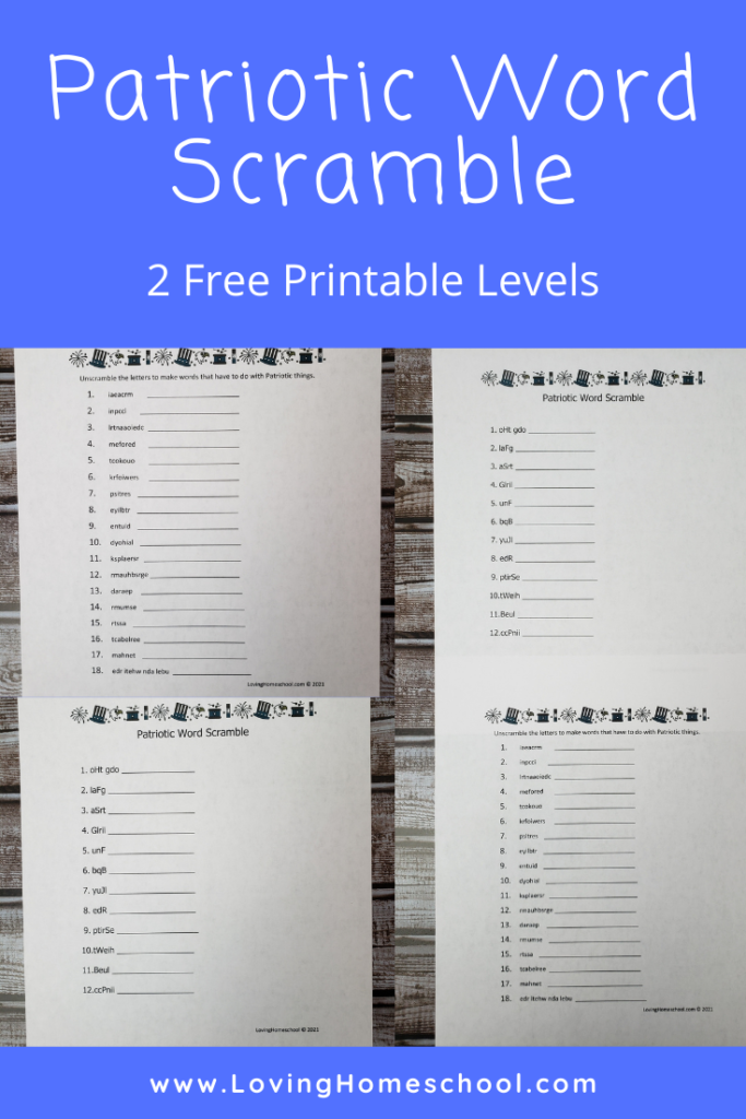 Patriotic Word Scramble Pinterest Pin