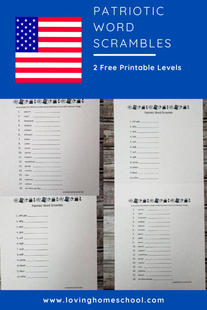 Patriotic Word Scramble Pinterest Pin