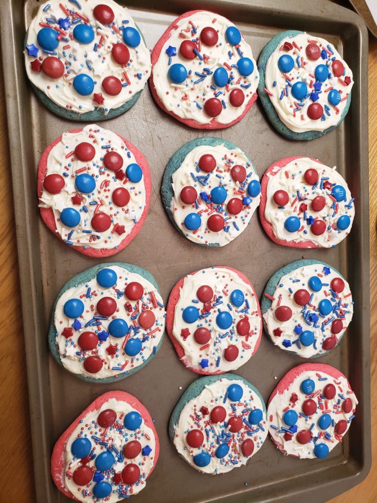 Easy Patriotic Cookies on cookie sheet