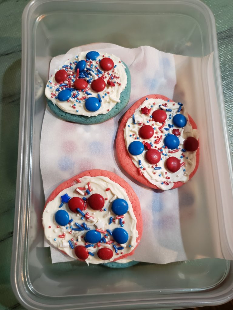 Easy Patriotic Cookies in storage container