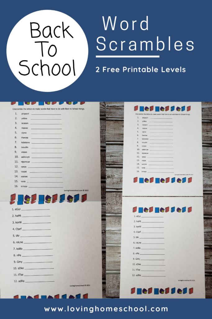 Back to School Word Scramble Pinterest pin